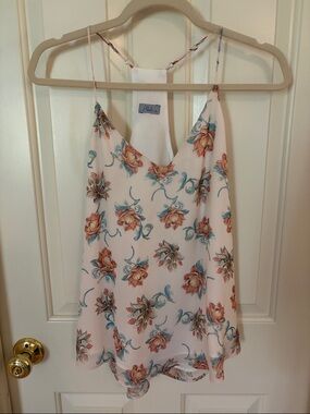 Abbeline Sleeveless Floral V-Neck Tank Top - Peach Floral S